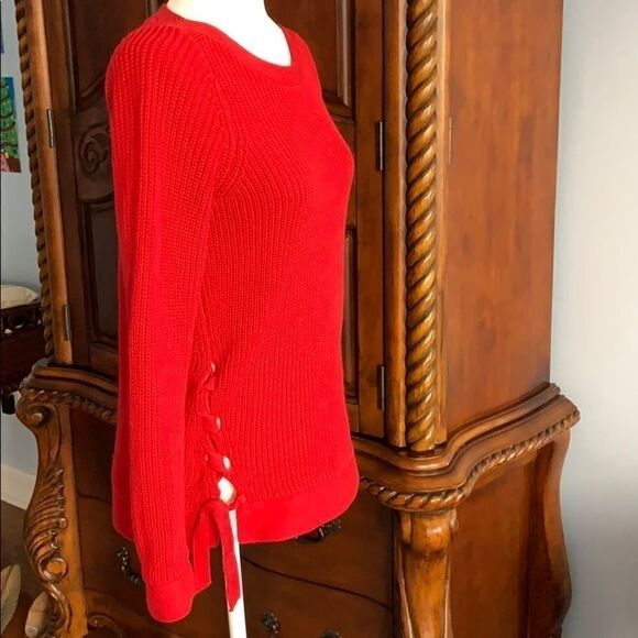 Loft red knit sweater- size XS - Picture 4 of 8